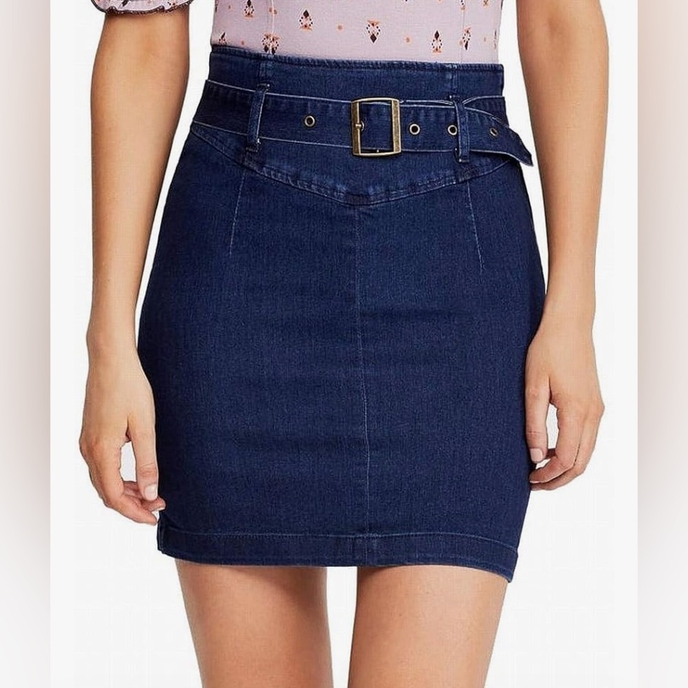 Free People Livin' It Up Indigo Denim Pencil Skirt